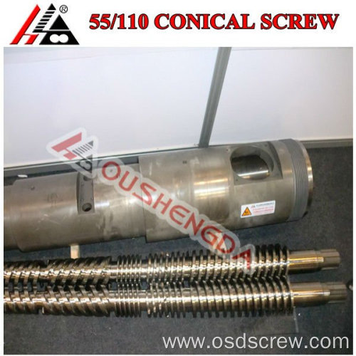 Full Covering 55/110mm Twin Conical Screw&Barrel/Cylinder for Plastic Extruder Machine